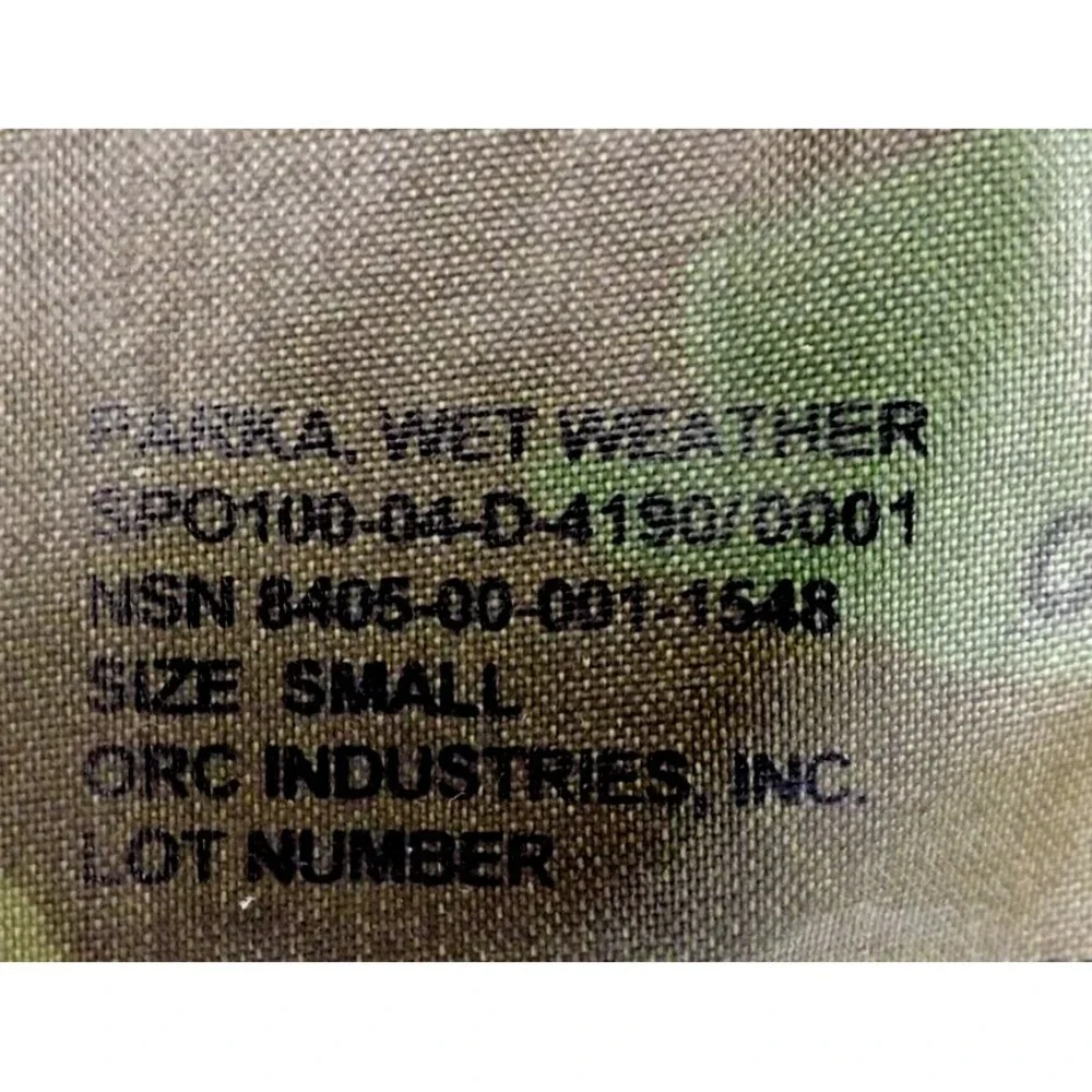 Vietnam Era Military Orc Indus.  Wet Weather Parka Rain Coat & Hood - Small-Med